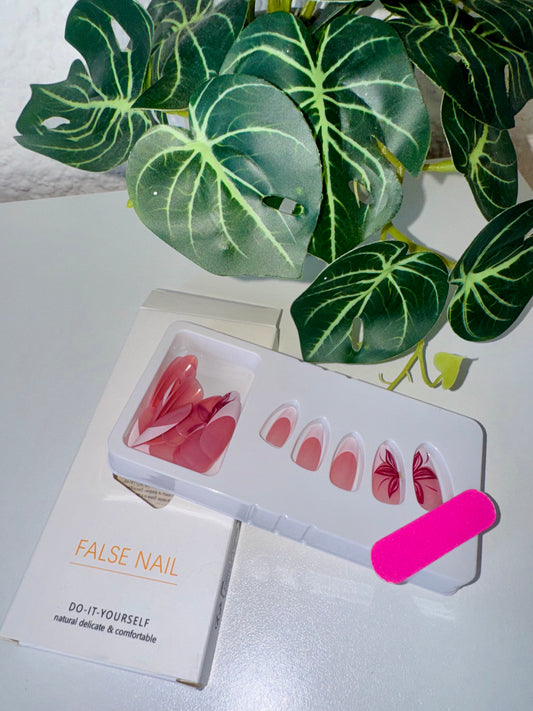 Pink Flower Press On Nails